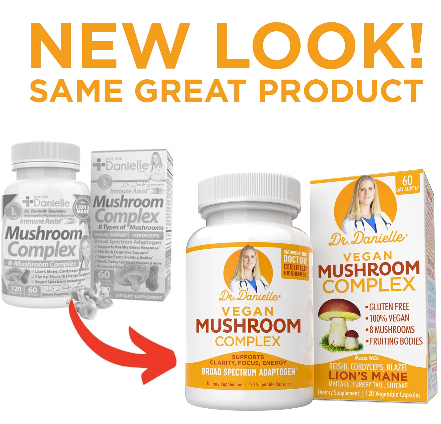 Organic Mushroom Complex for Immune Support - Lion's Mane, Cordyceps & Reishi | Dr. Danielle