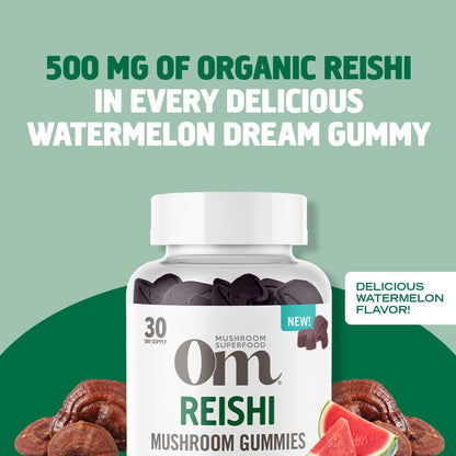 OM MUSHROOM SUPERFOOD Reishi Gummies – USA Grown Organic, 60 Count