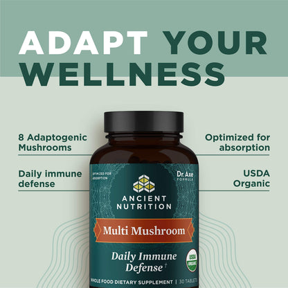 Ancient Nutrition Multi-Mushroom Immune Support – 30 Count