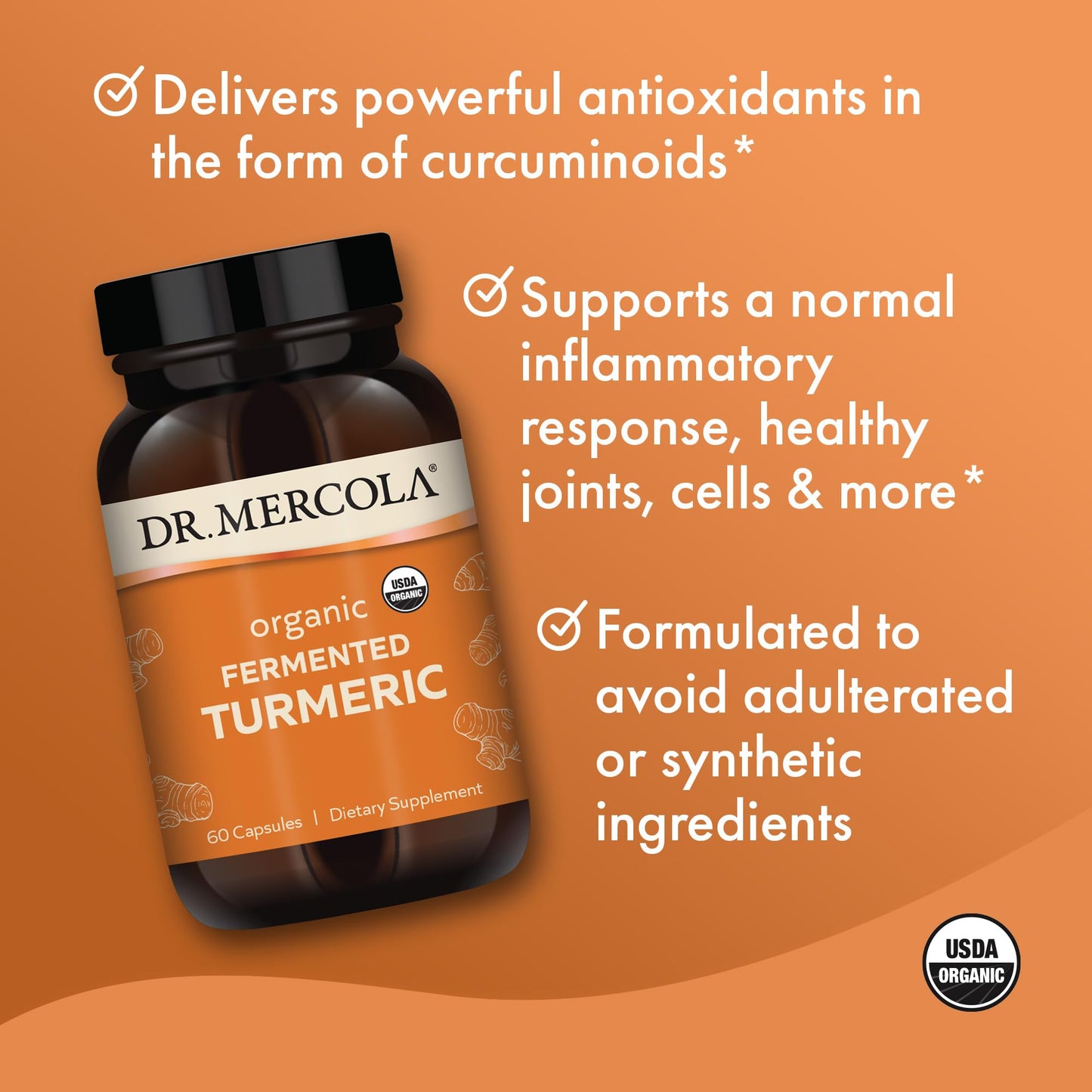Dr. Mercola Organic Fermented Turmeric – 370 mg, 60 Capsules