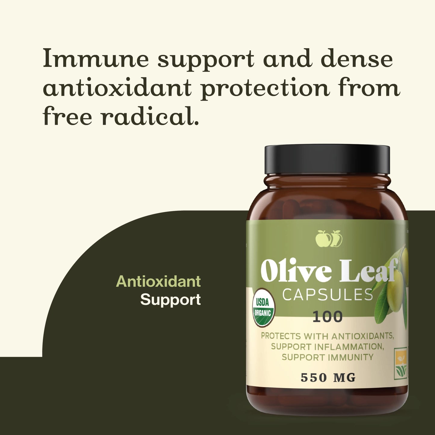 Complete Natural Products Organic Olive Leaf Capsules - 550mg, 100 Count, 1100mg per Serving (Pack of 2)
