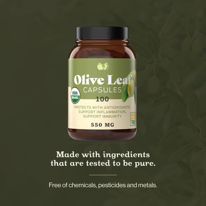 Complete Natural Products Organic Olive Leaf Capsules - 550mg, 100 Count, 1100mg per Serving (Pack of 2)