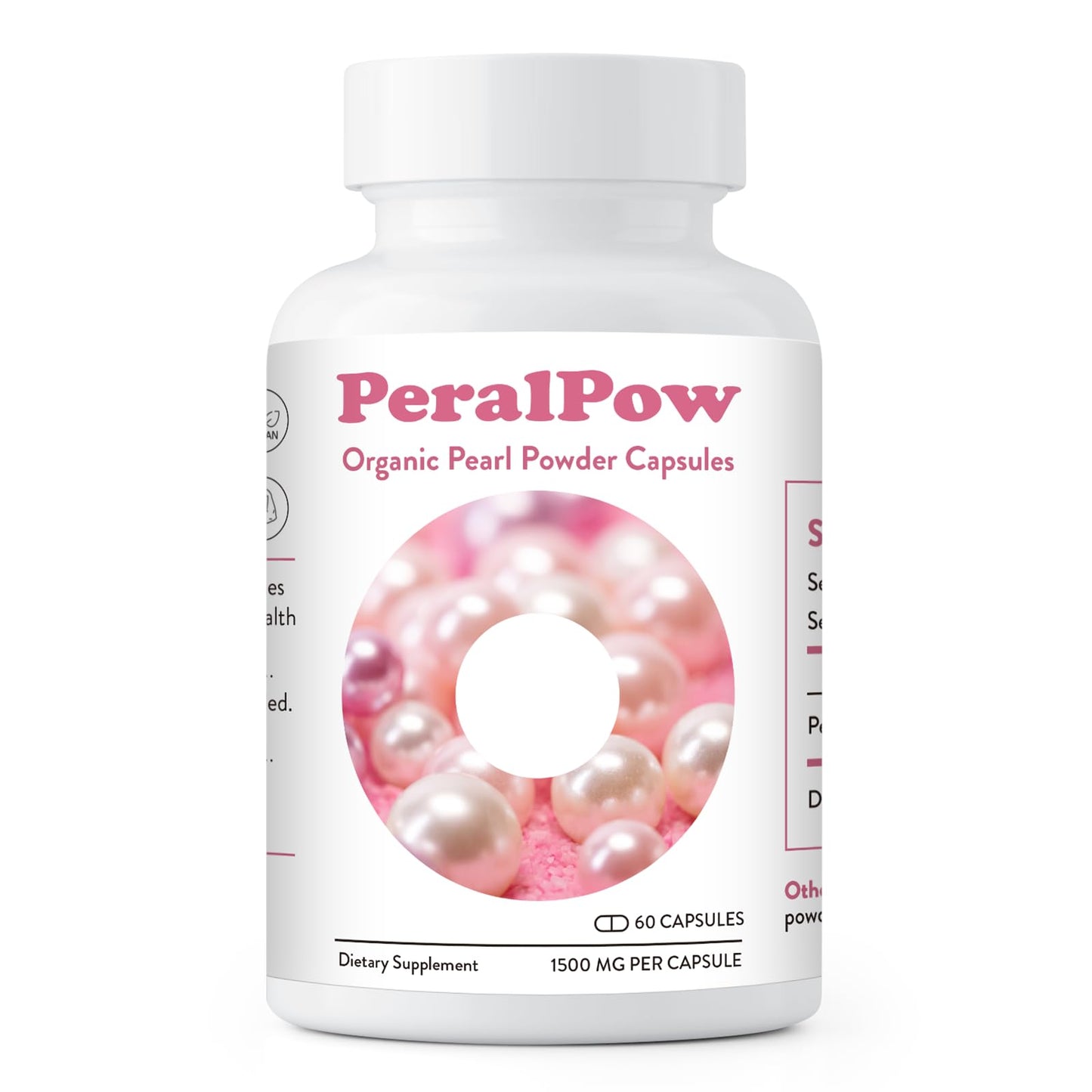 Organic Pearl Powder Capsules 1500mg | Skin Radiance, Eye Wellness & Nails | 60 Capsules