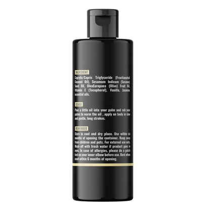 Organic Sensual Delights Vanilla Massage Oil - No Stain & Non-Sticky | Fractionated Coconut Oil, Jasmine