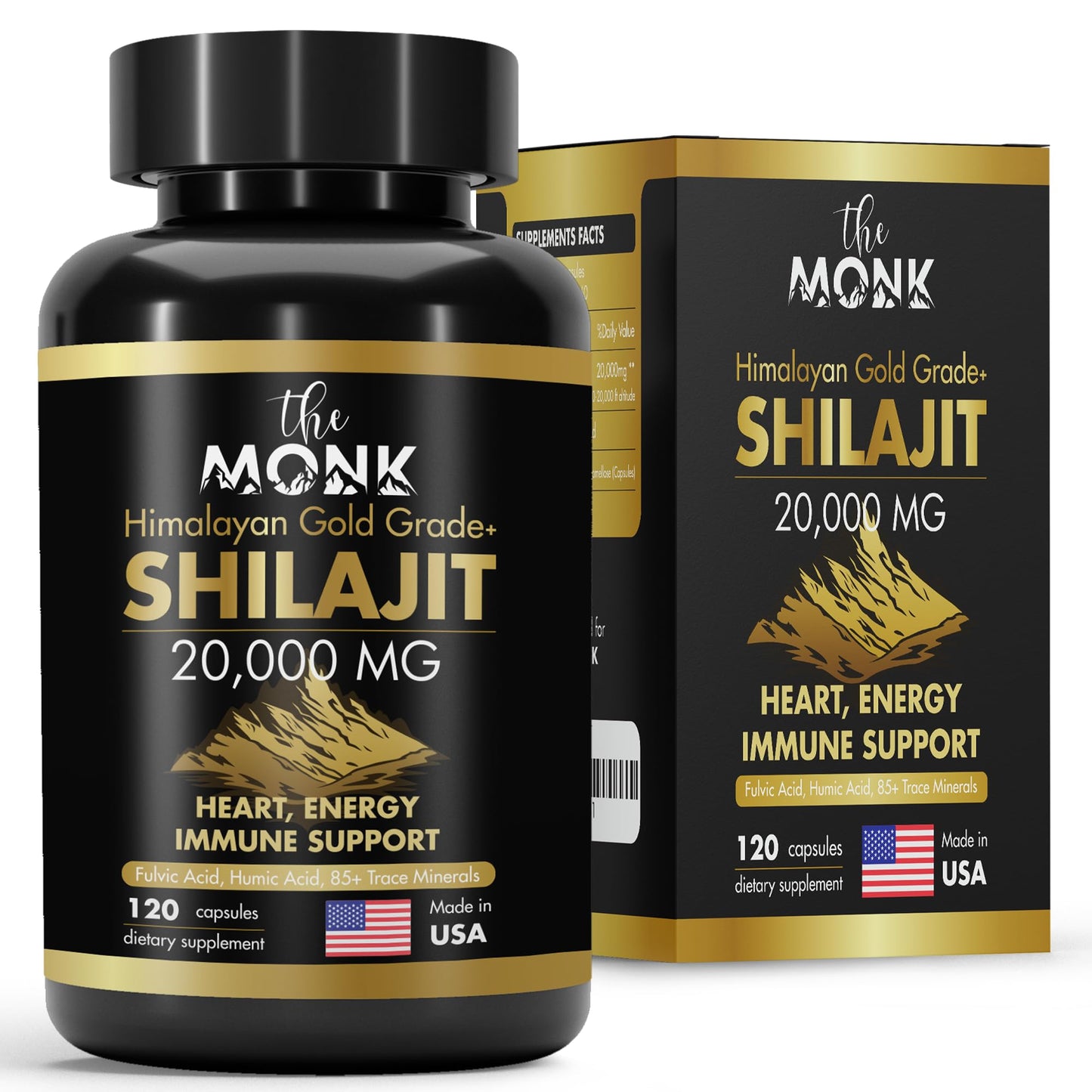 Organic Shilajit Gold Grade Plus – Fulvic & Humic Acids, 120 Capsules, USA Made