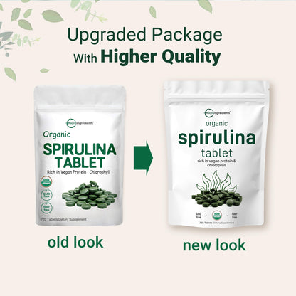 Micro Ingredients Organic Spirulina – 3000mg per Serving, 720 Tablets