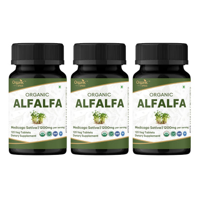 Organic Spree Alfalfa 120 Tablets | Medicago Sativa | USDA Organic | Pack of 3