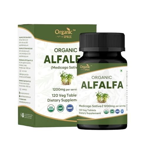 ORGANIC SPREE Alfalfa 120 Tablets | Medicago Sativa (Alfalfa) | USDA Organic Certified | Superfood Supplement with Vitamins and Minerals* | Dietary Supplement 120tab