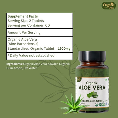 Organic Spree Aloe Vera Tablets – USDA Organic | Digestion & Skin Health | 120 Tablets