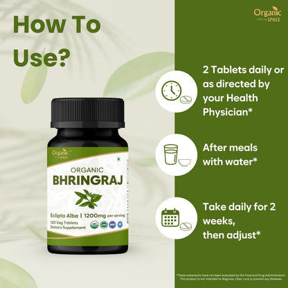 Organic Spree Bhringraj 120 Tablets – USDA Organic Certified | Ayurvedic Hair Care