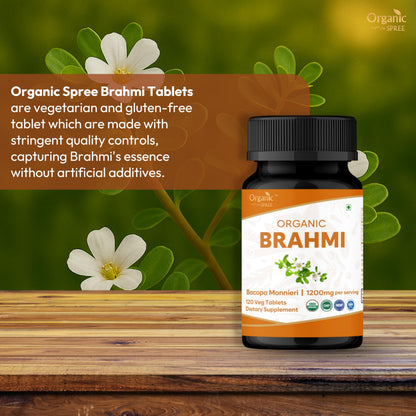 Organic Spree Brahmi Bacopa Monnieri 120 Tabs – USDA Organic – Focus & Memory – Pack of 2