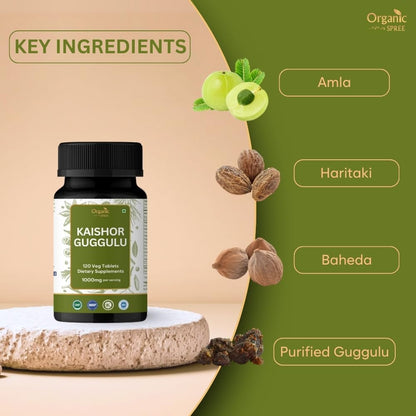 ORGANIC SPREE Kaishor Guggulu 120 Tablets – Supports Healthy Joints, Ayurvedic Formulation, Certified Vegetarian