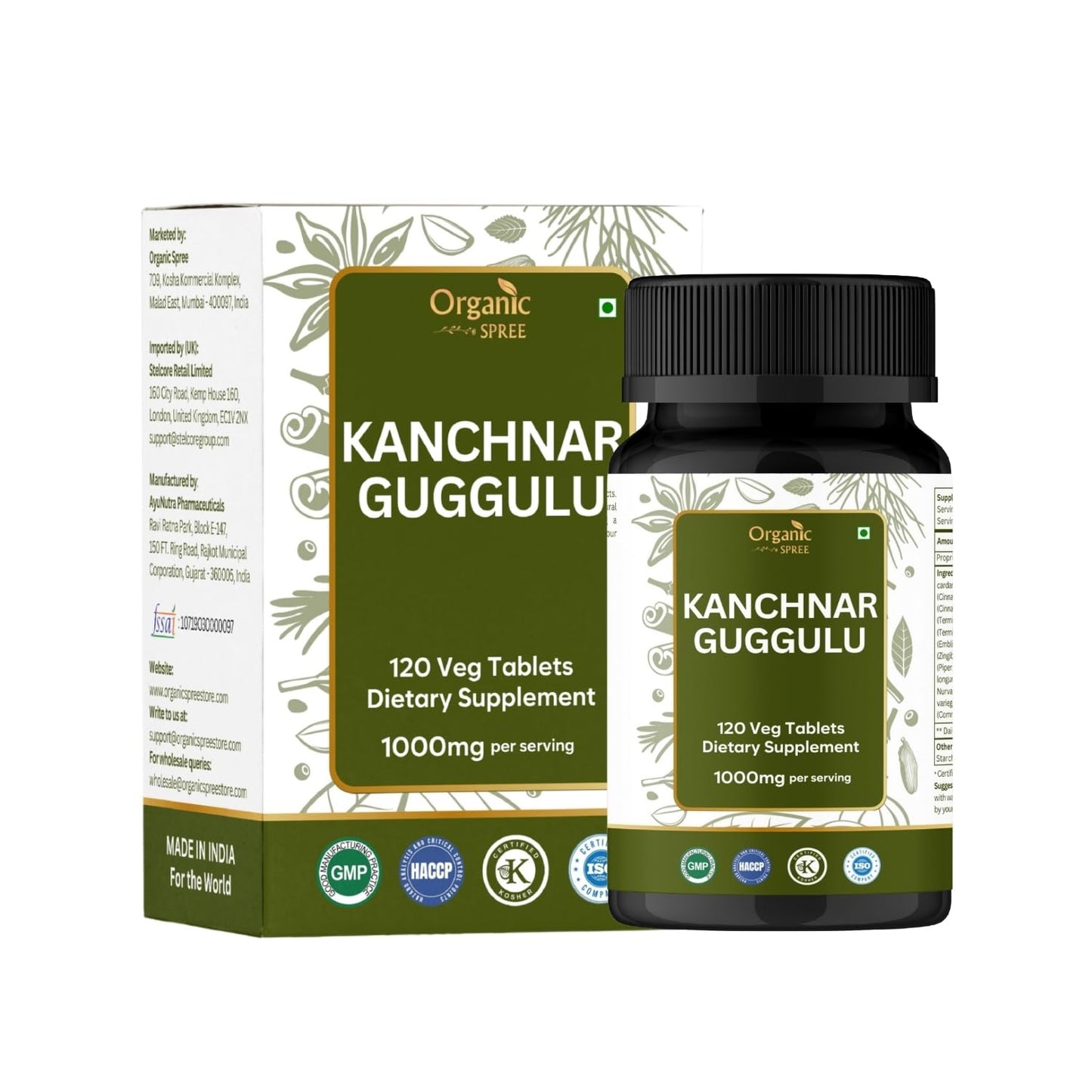 ORGANIC SPREE Kanchnar Guggulu 120 Tablets – Detox & Lymphatic Support, Ayurvedic, Vegetarian, ISO Certified