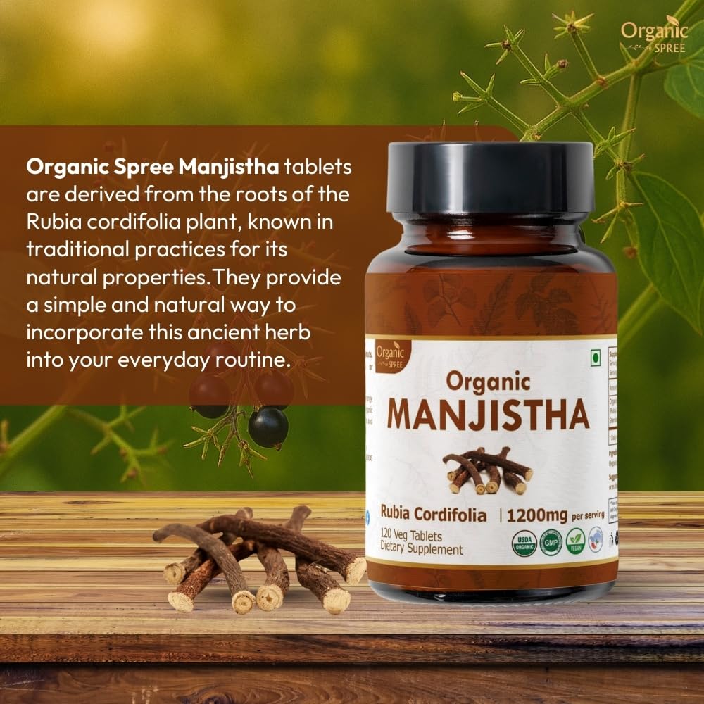 Organic Spree Manjistha 120 Tablets – 3 Pack | USDA Organic Certified | Lymphatic Support