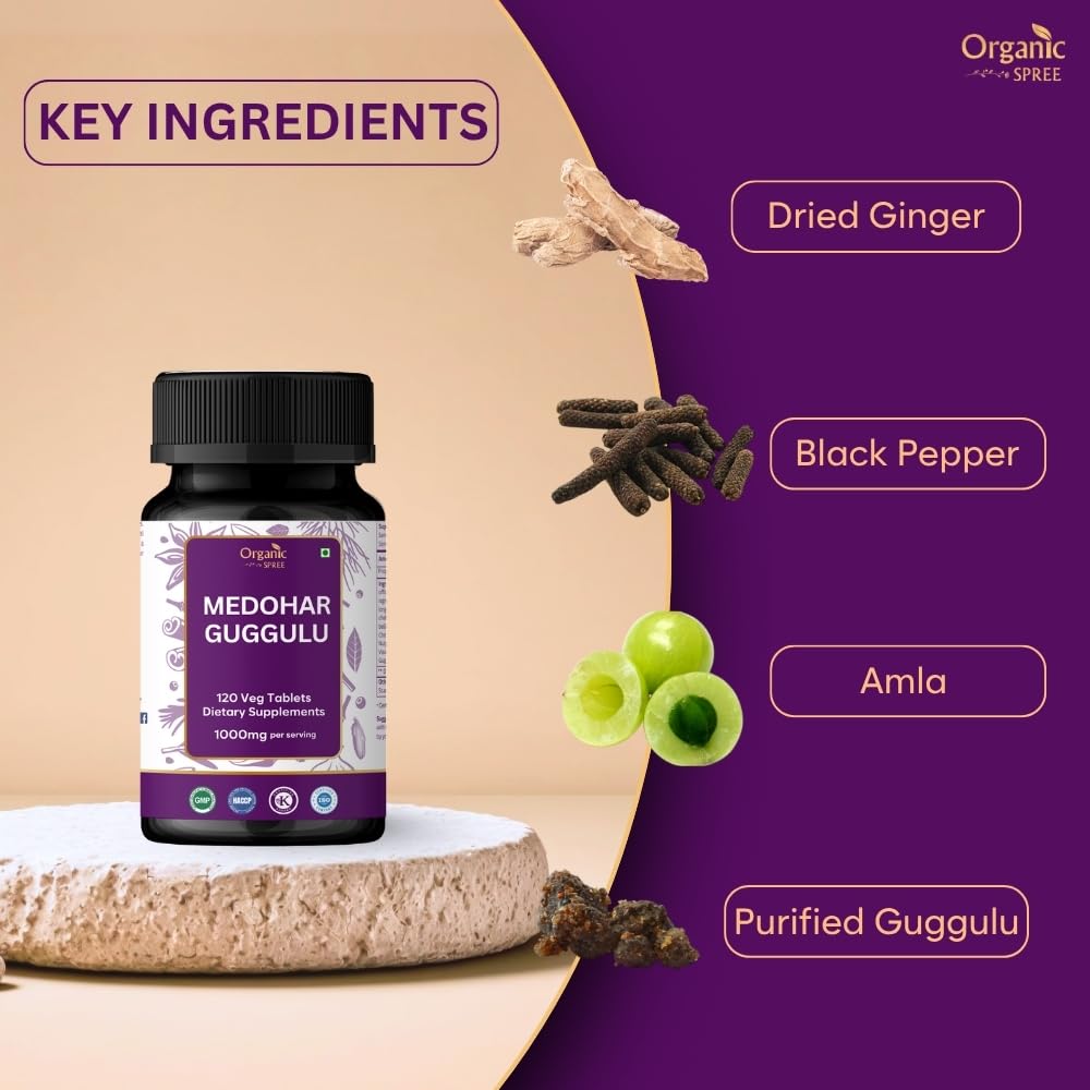 ORGANIC SPREE Medohar Guggulu 120 Tablets – Ayurvedic Metabolism & Immune Support | Pack of 3