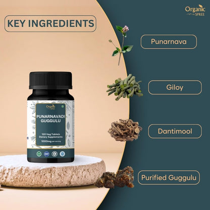 ORGANIC SPREE Punarnavadi Guggulu 120 Tablets – Supports Kidney Function* – Ayurvedic Formulation, Certified & Vegetarian