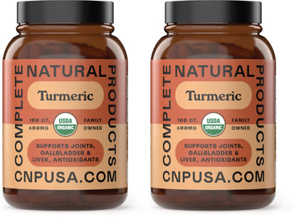 Organic Turmeric Capsules 600mg | Pure Curcumin 100 Capsules (Pack of 2) - Liver & Joint Support