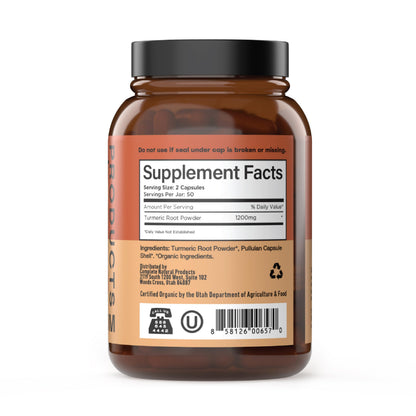 Organic Turmeric Capsules 600mg | Pure Curcumin 100 Capsules (Pack of 2) - Liver & Joint Support