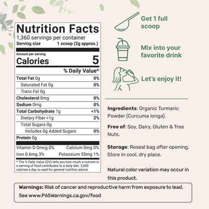 Organic Turmeric Powder 5 lbs | Rich in Curcumin | Non-GMO & Vegan | India Origin