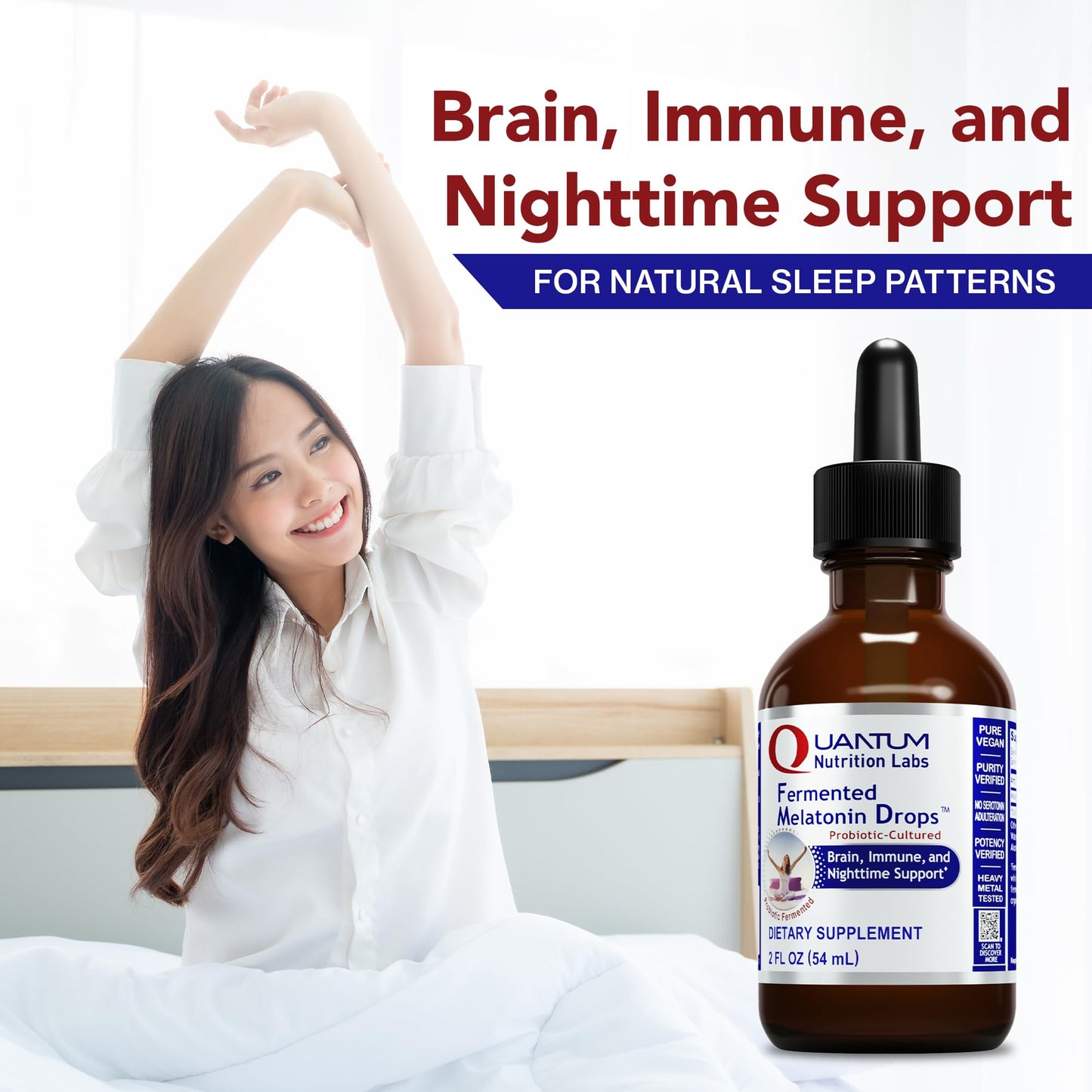 Quantum Nutrition Labs Fermented Melatonin Drops - Sleep Support for Adults, Organic & Vegan, 2 oz
