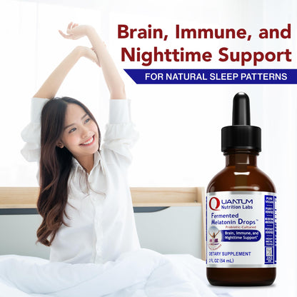 Quantum Nutrition Labs Fermented Melatonin Drops - Sleep Support for Adults, Organic & Vegan, 2 oz