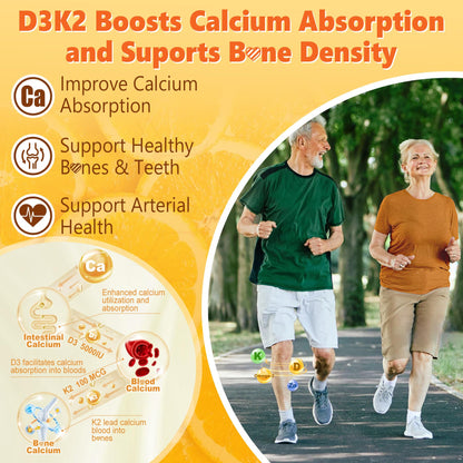 Vitamin D3 K2 Gummies 5000/10000IU with Omega-3 & MK-7 – Bone & Immune Support
