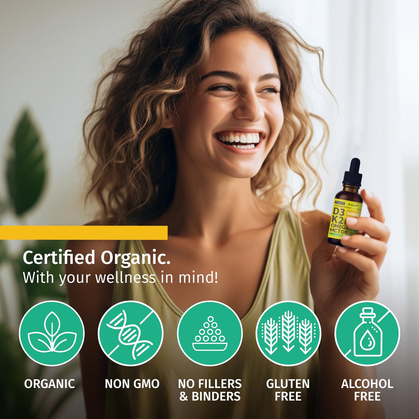 2 Pack Organic Vitamin D3 K2 Drops with MCT Oil – Pineapple 2 fl oz | 5000 IU Immune Support