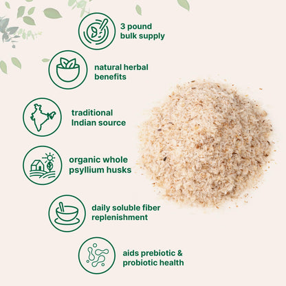 Micro Ingredients Organic Whole Psyllium Husks - 3lbs | Digestive Health, Non-GMO, Keto & Vegan | India Origin