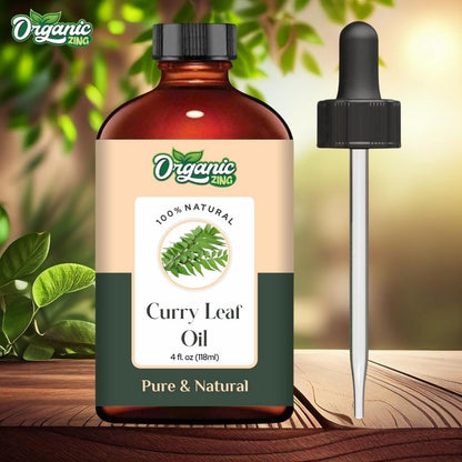 Organic Zing Curry Leaf Oil (Murraya koenigii) Oil | Pure & Natural Essential Oil for Skincare and Hair Care - 118ml/3.99fl oz