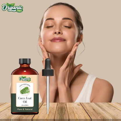 Organic Zing Curry Leaf Oil (Murraya koenigii) Oil | Pure & Natural Essential Oil for Skincare and Hair Care - 118ml/3.99fl oz