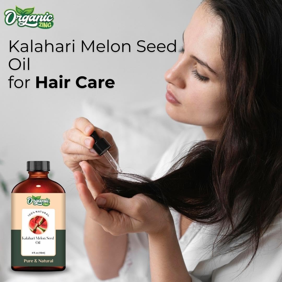 Organic Zing Kalahari Melon Seed Oil | Pure Carrier Oil for Skincare, Haircare & Massage - 118ml