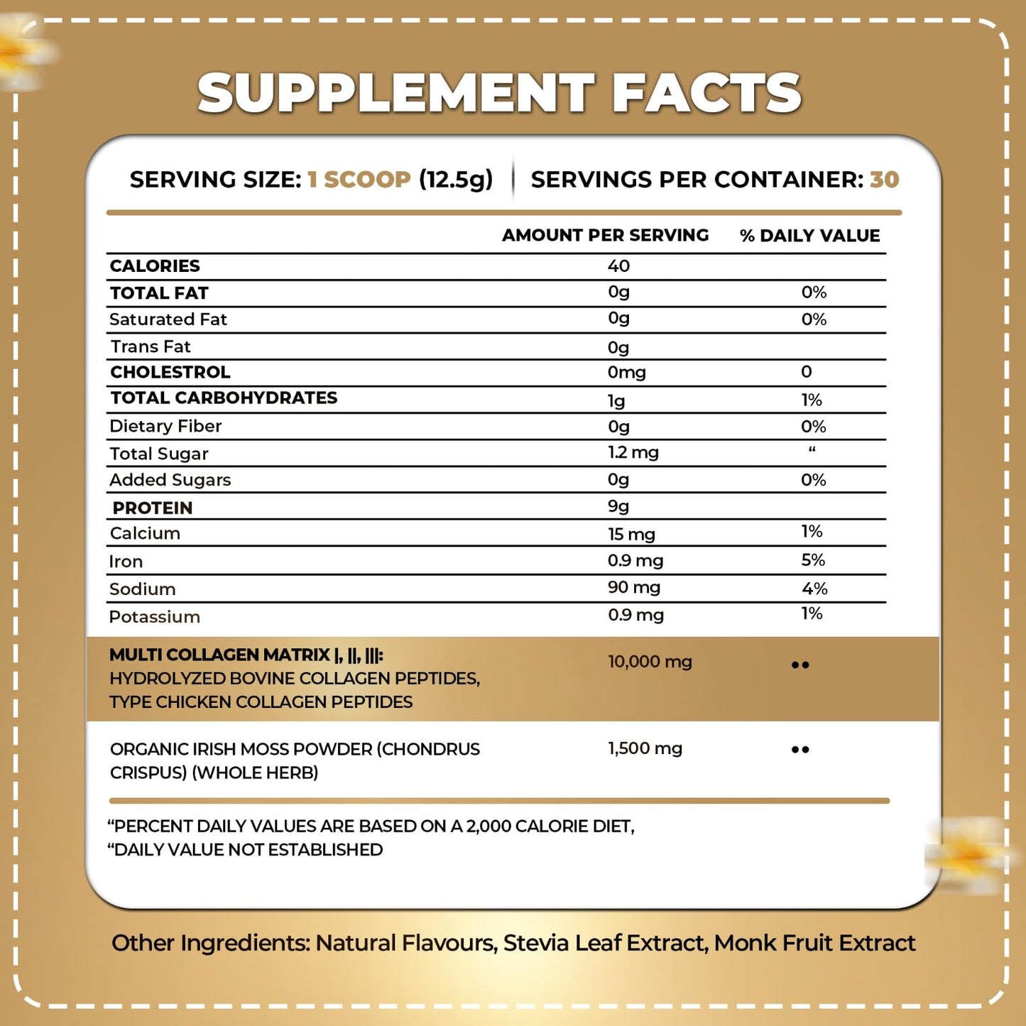 Organics Nature Vanilla Caramel Collagen Peptides with Irish Sea Moss – Organic, Non-GMO (380g)