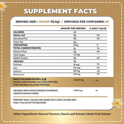 Organics Nature Vanilla Caramel Collagen Peptides with Irish Sea Moss – Organic, Non-GMO (380g)