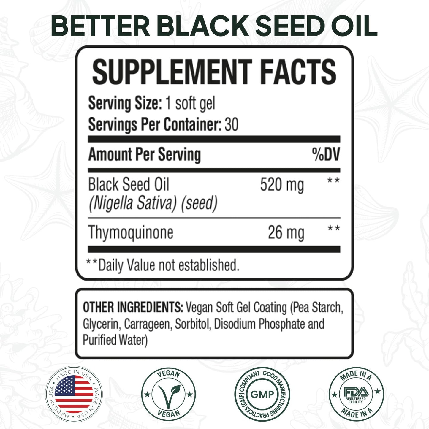 Organics Ocean Better Black Seed Oil – 5% Thymoquinone, Immune Support