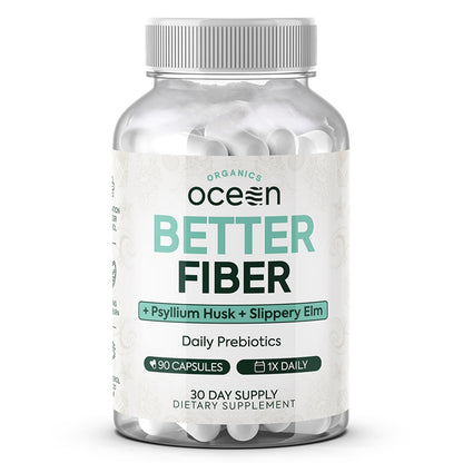 Organics Ocean Better Fiber - Daily Fiber Supplement for Softer Stool - 90 Capsules
