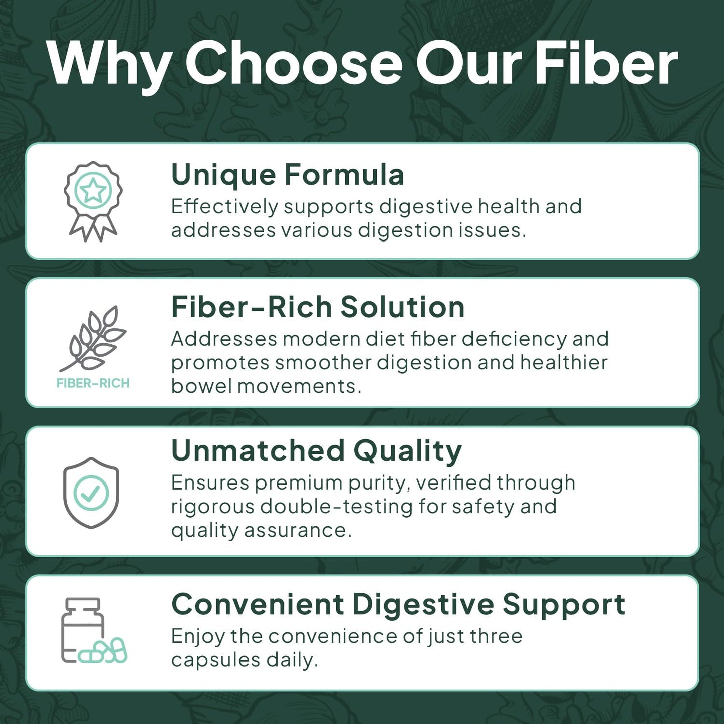 Organics Ocean Better Fiber - Daily Fiber Supplement for Softer Stool - 90 Capsules