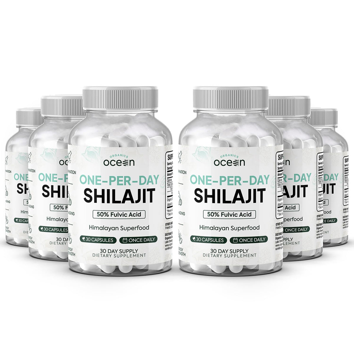 Organics Ocean One-Per-Day Shilajit Capsules – Premium Himalayan Shilajit (6 Bottles)