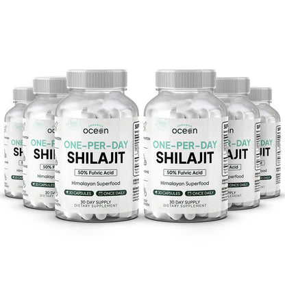 Organics Ocean One-Per-Day Shilajit Capsules – Premium Himalayan Shilajit (6 Bottles)