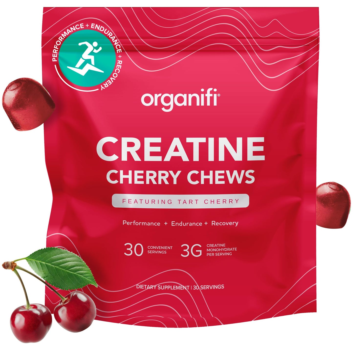 Organifi Creatine Chews - Cherry Gummies for Performance & Recovery (30-Day Supply)