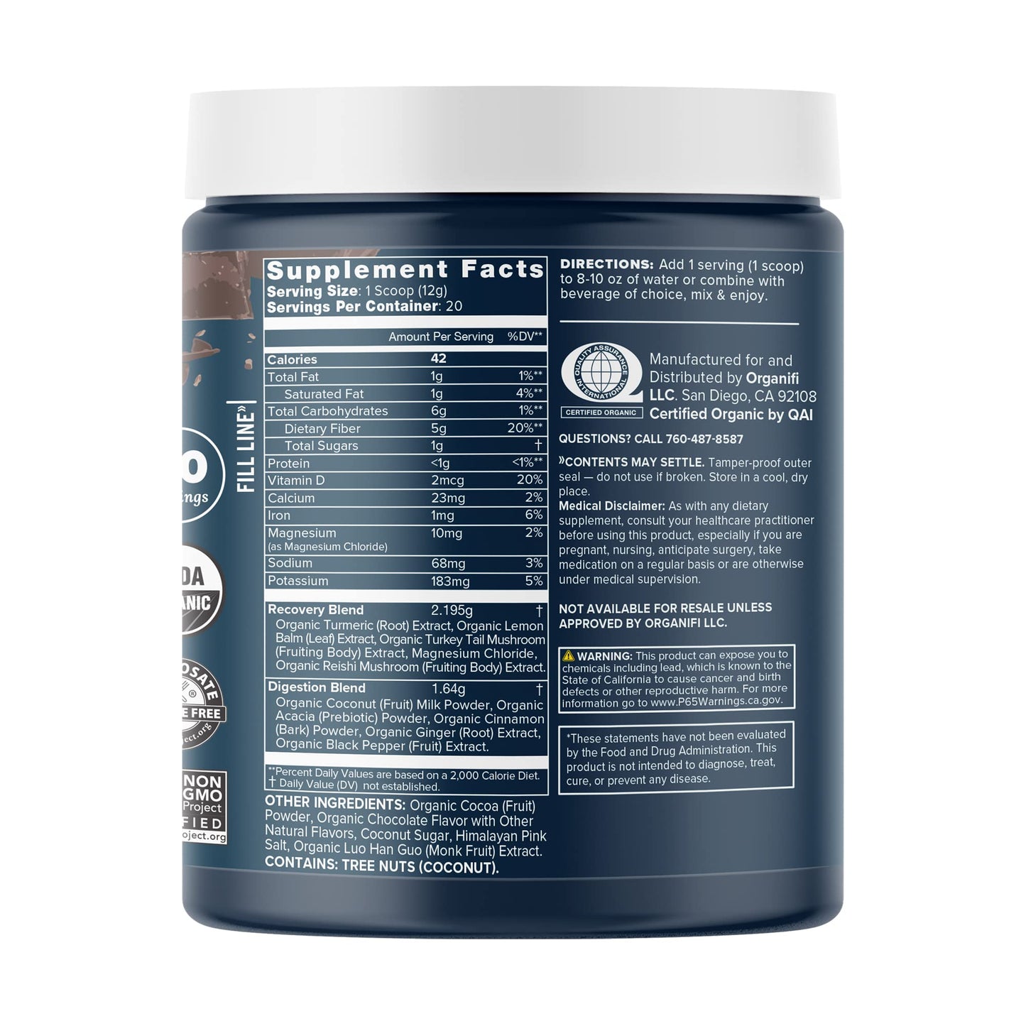 Organifi Gold Chocolate – Restful Sleep, Immune Support & Recovery | 20 Day Supply