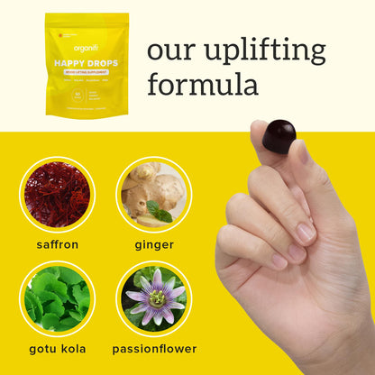 Organifi Happy Drops – Daily Mood Support Gummies (Lemon) – 60 Gummies