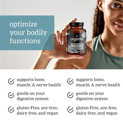Organifi Essential Magnesium Glycinate 150mg | Bone & Muscle Health | 60 Vegan Capsules