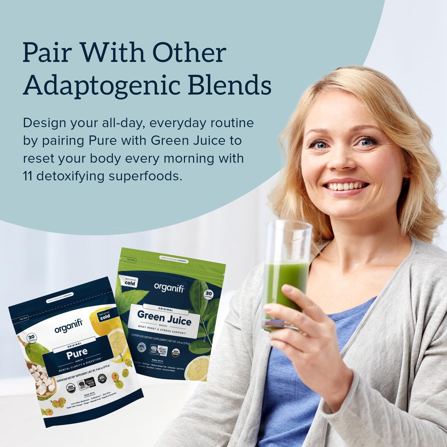 Organifi Pure – Brain Support, Focus & Clarity (Gluten-Free, Non-GMO) • 30 Servings