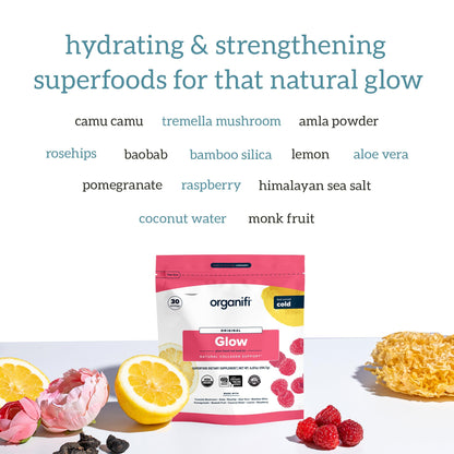 Organifi Glow - Vegan Collagen Powder for Women | Organic Flavored Water Ingredient, 30 Servings