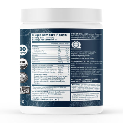 Organifi Harmony: Hormone Support for PMS Relief & Energy | Gluten Free & Vegan Cacao Powder, 30 Servings