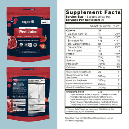 Organifi Red Juice – Energy Powder for Focus, Digestion & Immune Support | 90 Servings