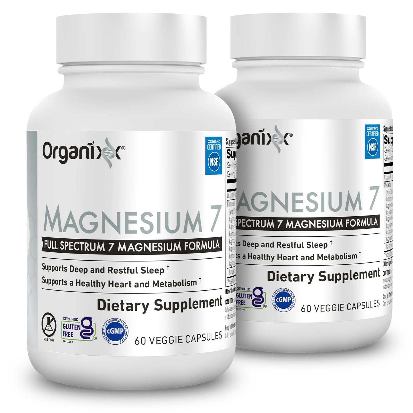 Organixx Magnesium Glycinate Supplement – 7-Type Magnesium Complex with Vitamin B6 & Manganese Citrate, Gluten Free, Non-GMO, 120 Capsules (2-Pack)