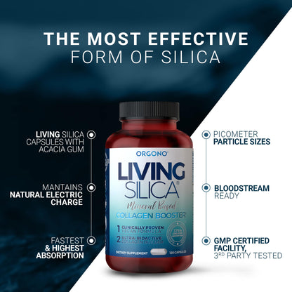 Orgono Living Silica Mineral-Based Collagen Booster Capsules | Supports Collagen, Skin & Joints | 60 Capsules