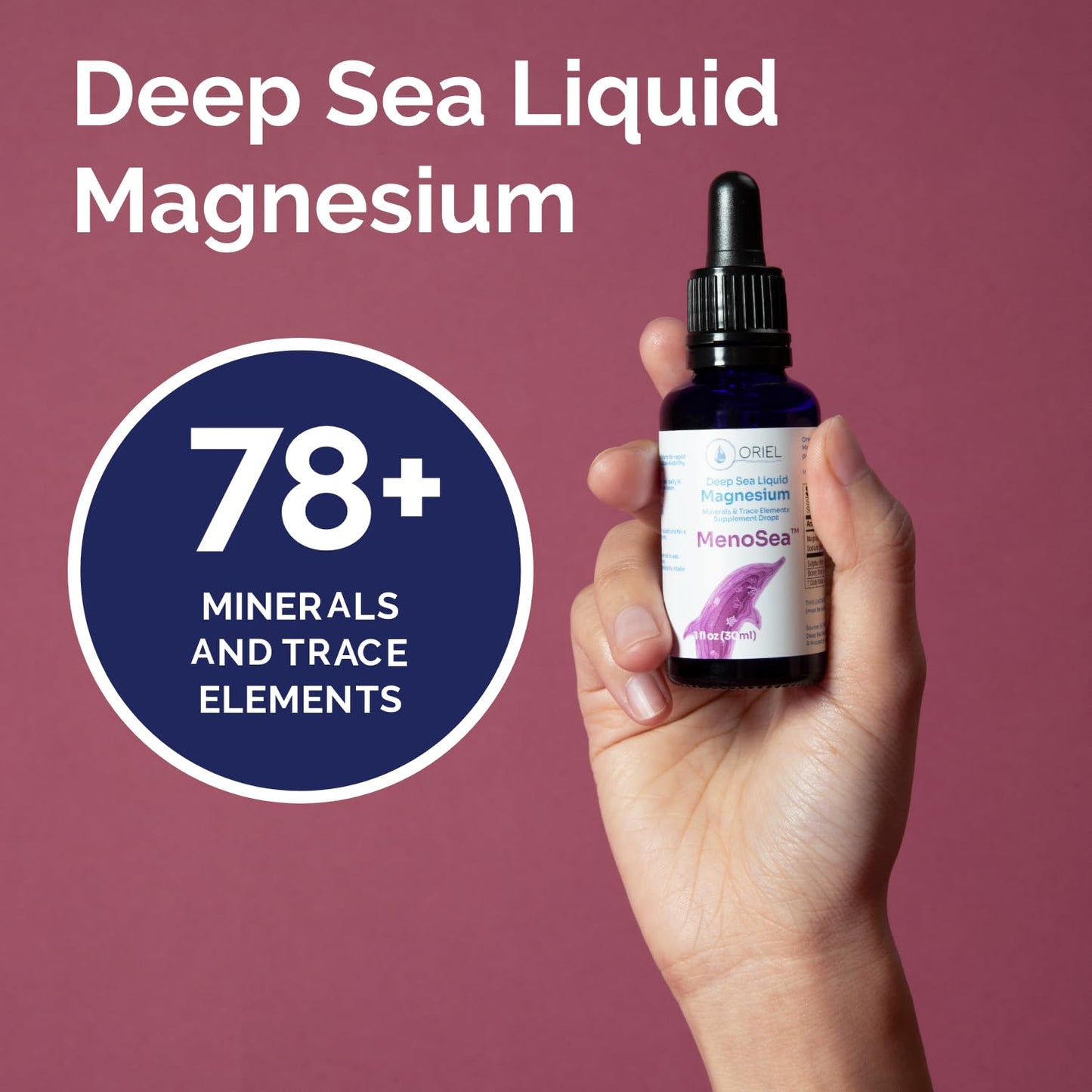 Oriel Liquid Magnesium Drops Menosea – Rapid Absorption, Free Ion Magnesium, 78 Trace Elements, Menopause Wellness