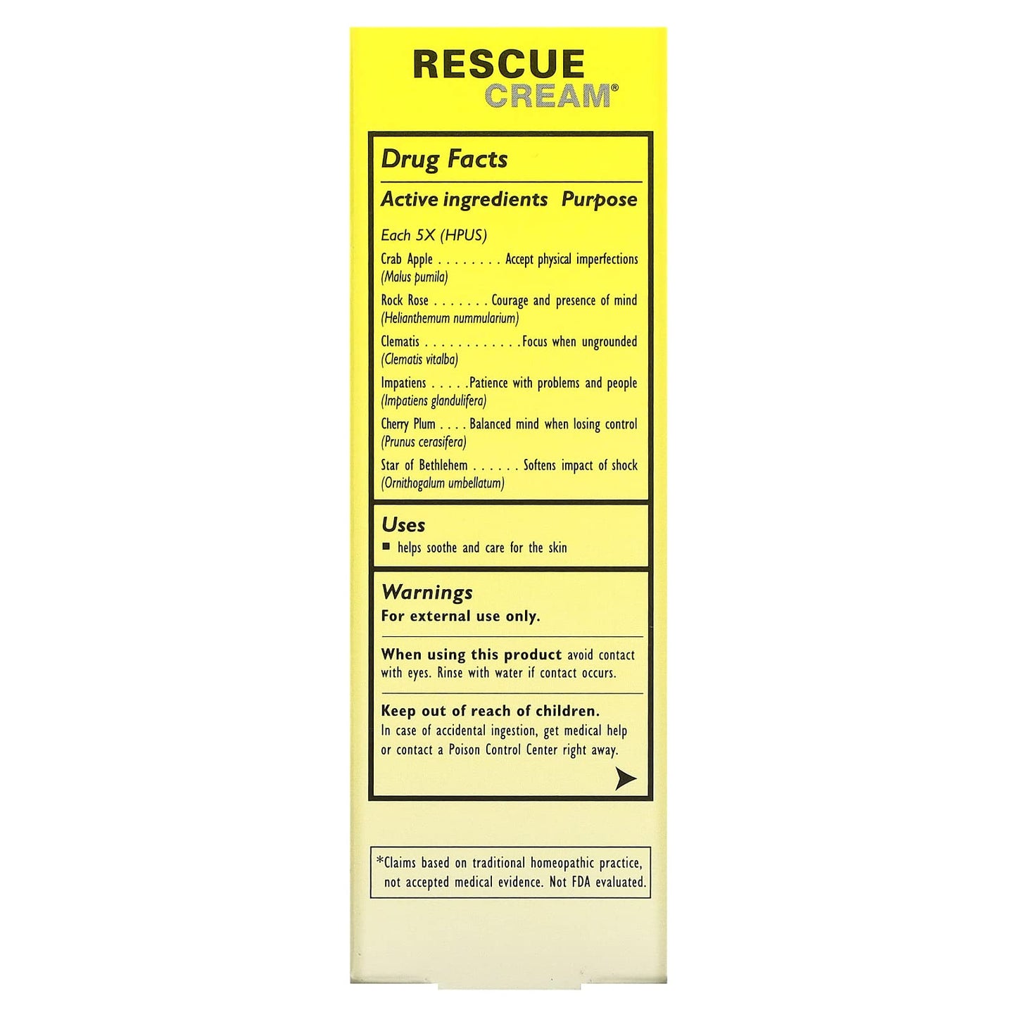 Original Flower Remedies Rescue Cream, 1 oz (30 g) – Bach | Homeopathic